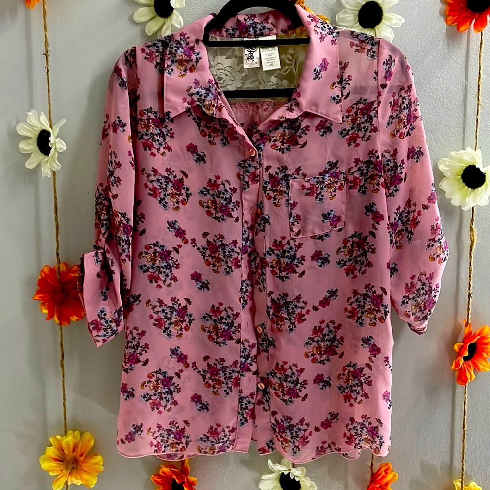 Women’s sheer floral blouse size large
